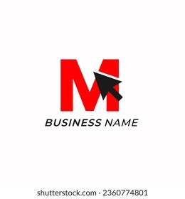 design logo creative letter M and arrow click