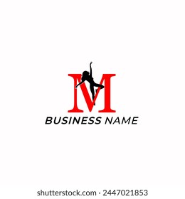 design logo creative letter M and pole dance
