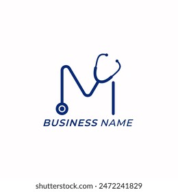 design logo creative letter M and stethoscope medic