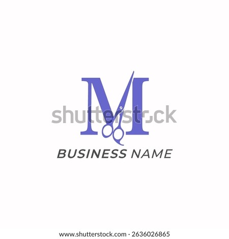design logo creative letter M and scissors