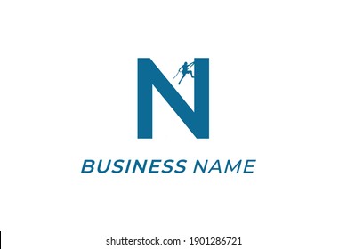 design logo creative letter N and mountain climbing