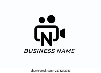 design logo creative letter N and camera video