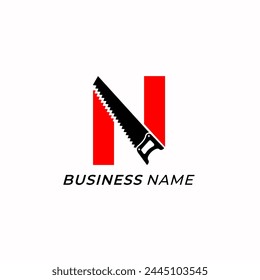 design logo creative letter N and handsaw