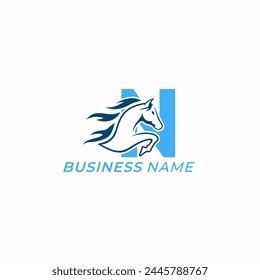 design logo creative letter N and horse