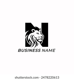 Diseño Logo Creativo Letra N y cabeza de león