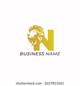 design logo creative letter N and lion