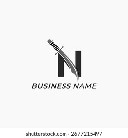 design logo creative letter N and sword