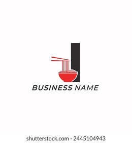design logo creative letter I and noodle