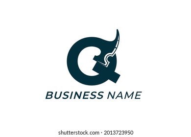 logotipo de diseño letra creativa O y martillo