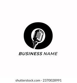 design logo creative letter O and microphone