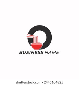 design logo creative letter O and noodle