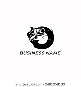 Design-Logo Kreativ Buchstabe O und Lachs Fisch