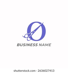 logotipo de design letra criativa O e tesoura