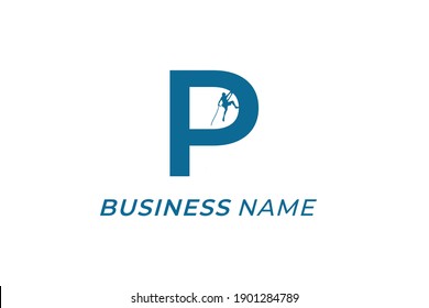 design logo creative letter P and wall climbing