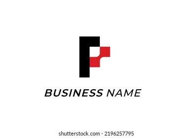 design logo creative letter P and pixel