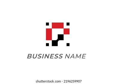 logotipo de diseño letra creativa P y píxel de punto