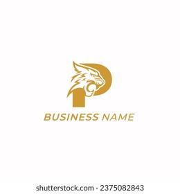 design logo creative letter P and head tiger