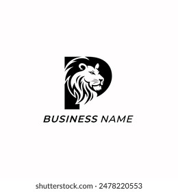 design logo creative letter P and head lion