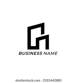 logo de diseño letra creativa P y línea de construcción