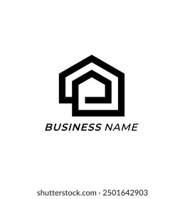 design logo creative letter P and house