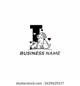 design logo creative letter I and pet animal