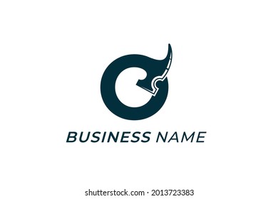 design logo creative letter Q and hammer