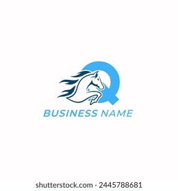 design logo creative letter Q and horse