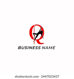 design logo creative letter Q and pole dance performace