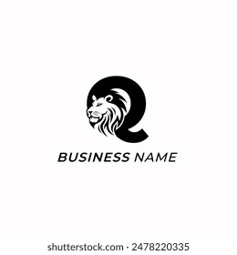 Design-Logo kreativer Buchstabe Q und Löwenkopf