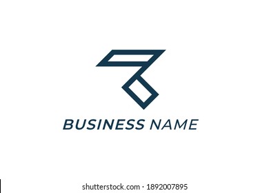 logotipo de diseño letra creativa R y rectángulo