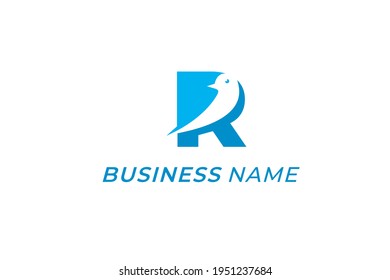 design logo creative letter R and bird