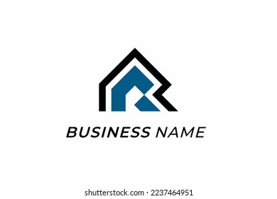 design logo creative letter R and roof home