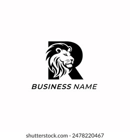 design logo creative letter R and lion head