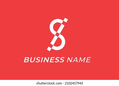 design logo creative letter S and pixel