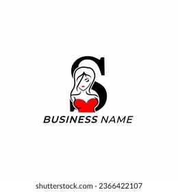 logotipo de diseño letra creativa S y dama sexy