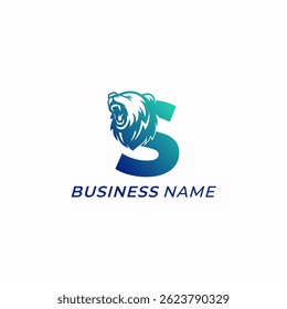 design logo creative letter S and grizzly bear