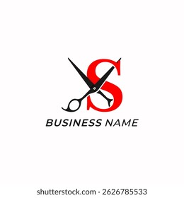 design logo creative letter S and scissors