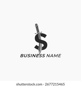 logo de diseño letra creativa S y espada