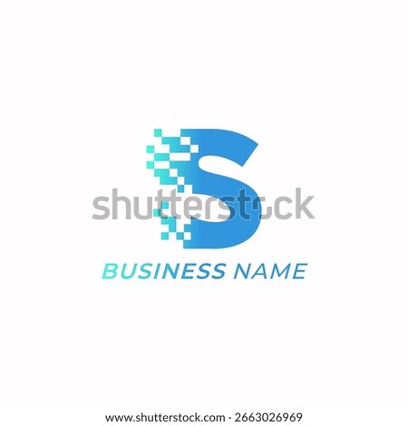design logo creative letter S and pixel