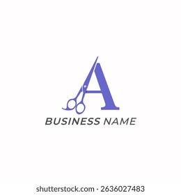 design logo creative letter A and scissors