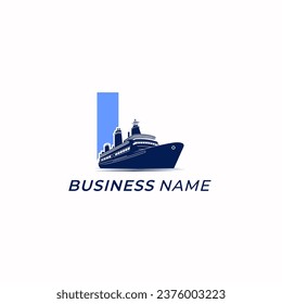 design logo creative letter I and ship