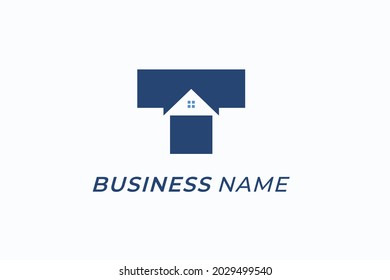 design logo creative letter T and home