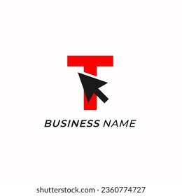 design logo creative letter T and arrow click