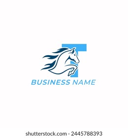 design logo creative letter T and horse