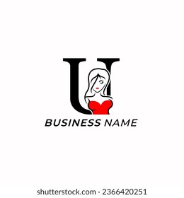 design logo creative letter U and women beauty