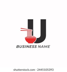 design logo creative letter U and ramen