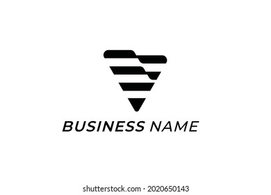 design logo creative letter v and ribbon