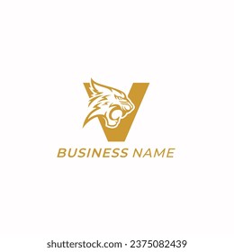 design logo creative letter V and tiger face