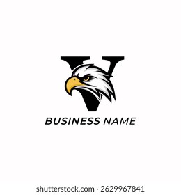 design logo creative letter V and eagle head
