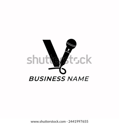 design logo creative letter V and microphone karaoke